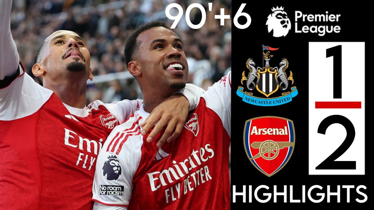 Gabriel celebrates scoring Arsenal’s 96th-minute winner at St James’ Park.